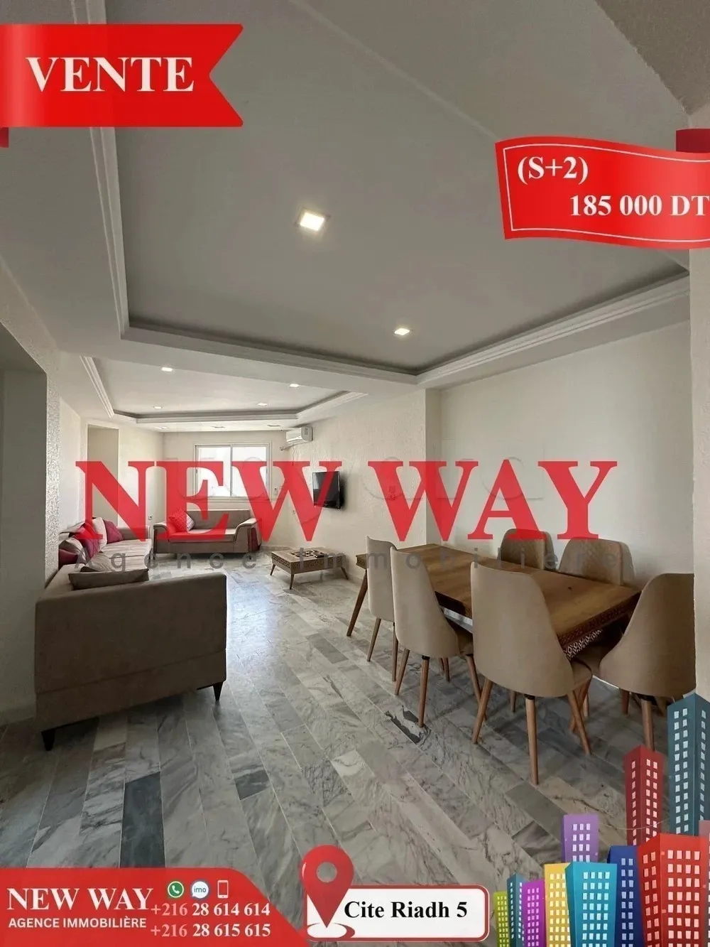 (S+2) à Cité Riadh 5 avec Place de Parking