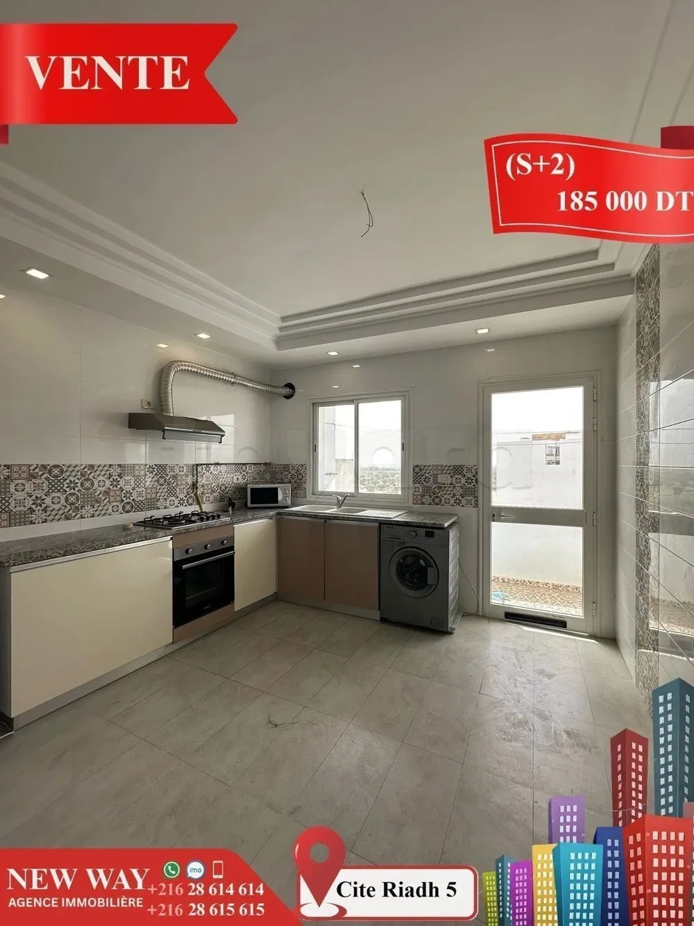 (S+2) à Cité Riadh 5 avec Place de Parking