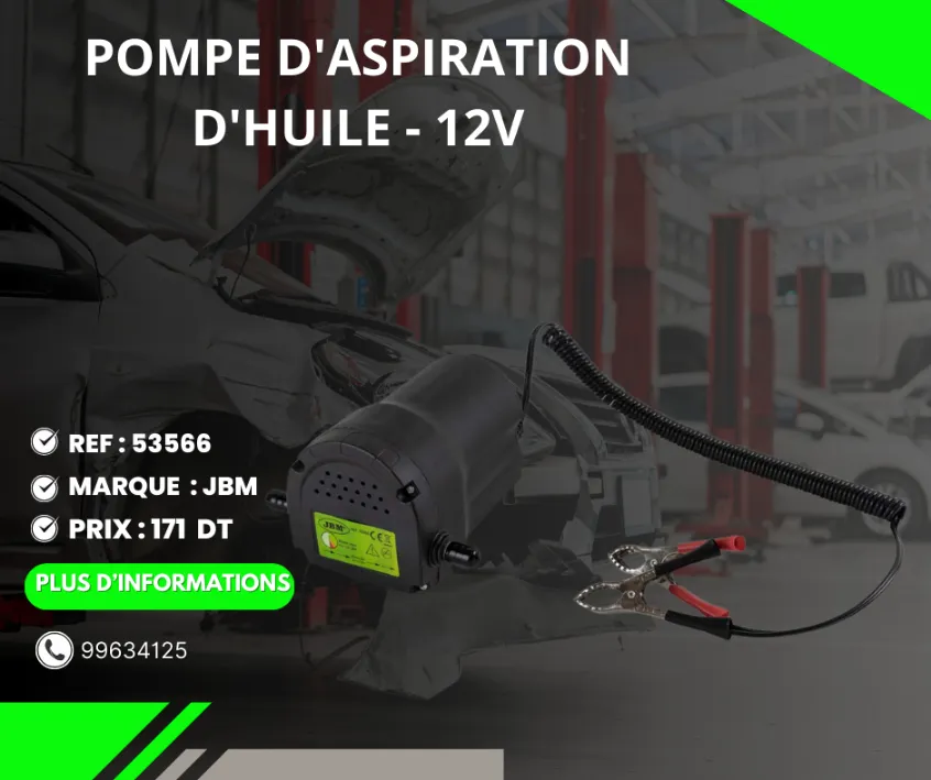 A VENDRE MATERIEL DE GARAGE REF : 53566 POMPE D'ASPIRATION D'HUILE - 12V
