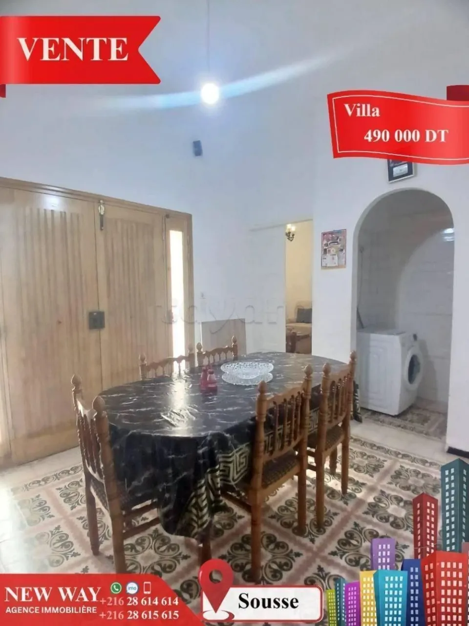 Villa de Plain Pied à Sousse, Proche de toutes Commodités