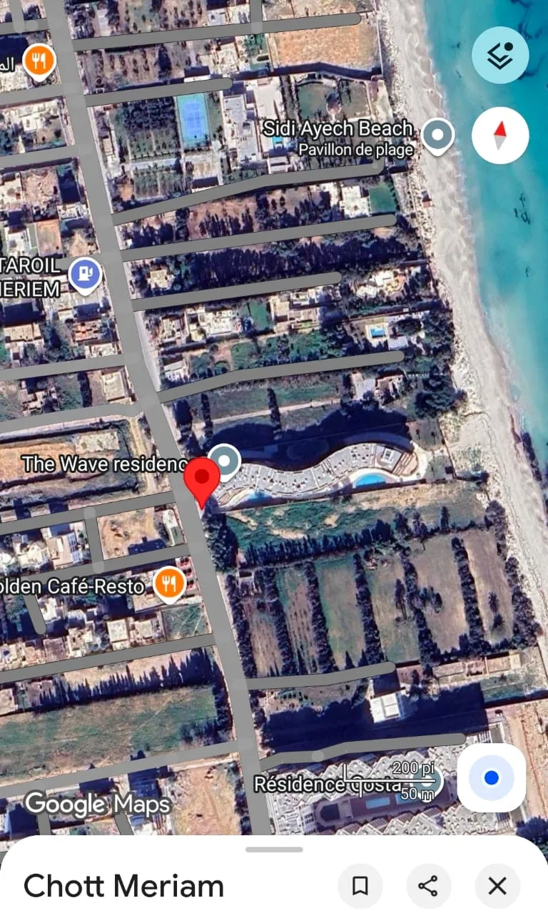 Terrain 482 m2 sur la route touristique à Chatt-Mariem the wave