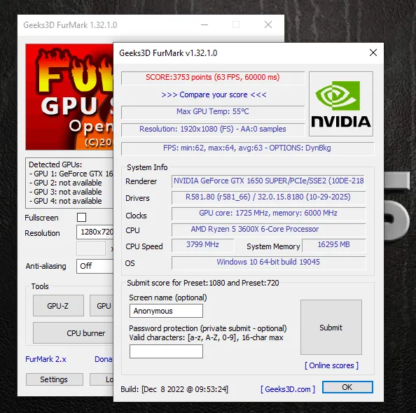 Unité Gamer R5 3600x 16Go GTX 1650S SSD 480Go