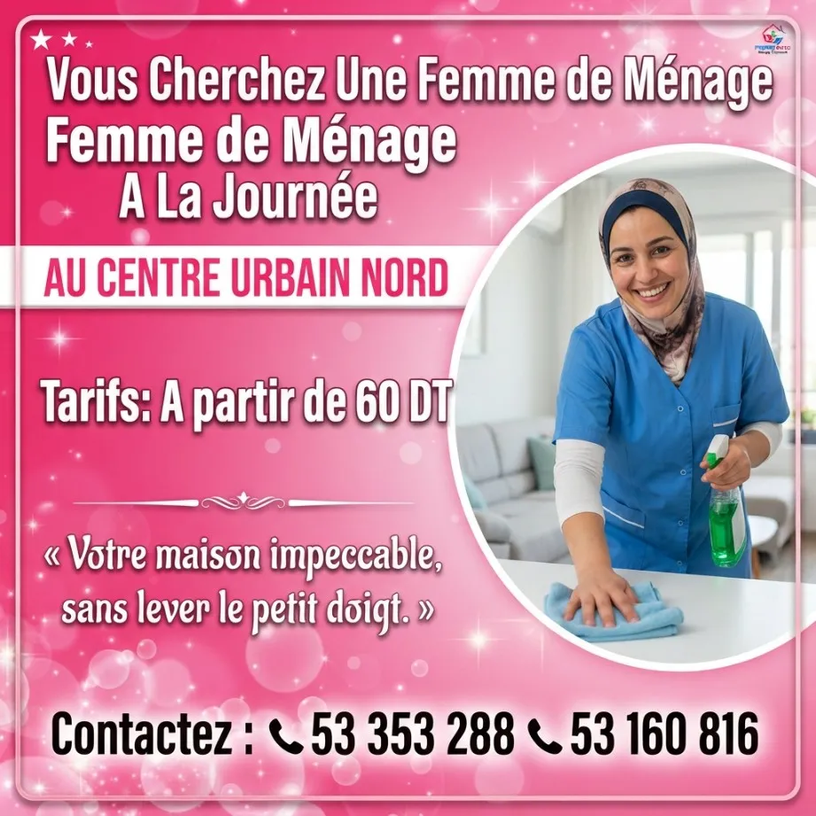 femme de menage par jour a urbain nord