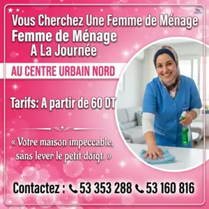 femme de menage par jour a urbain nord