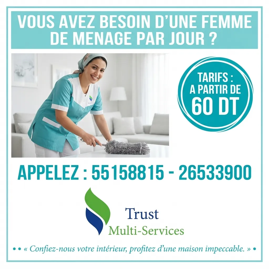 FEMME DE MENAGE PAR JOUR A MOKNINE