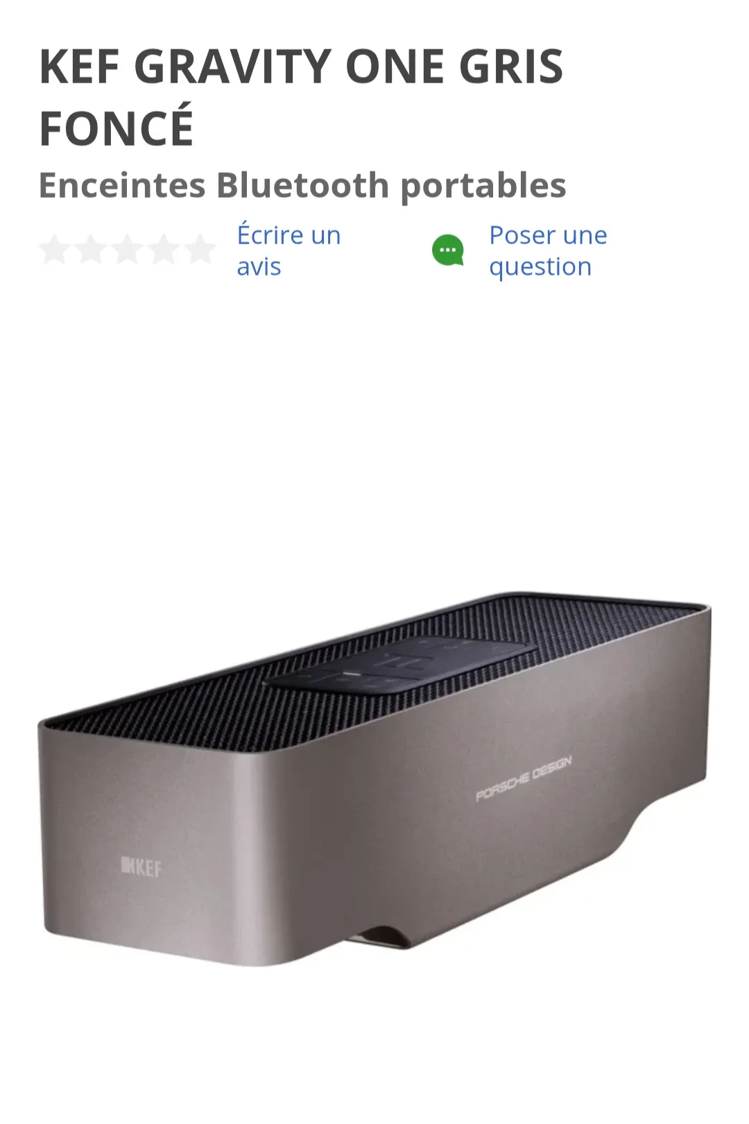Enceinte Bluetooth Porshe Gravity One 