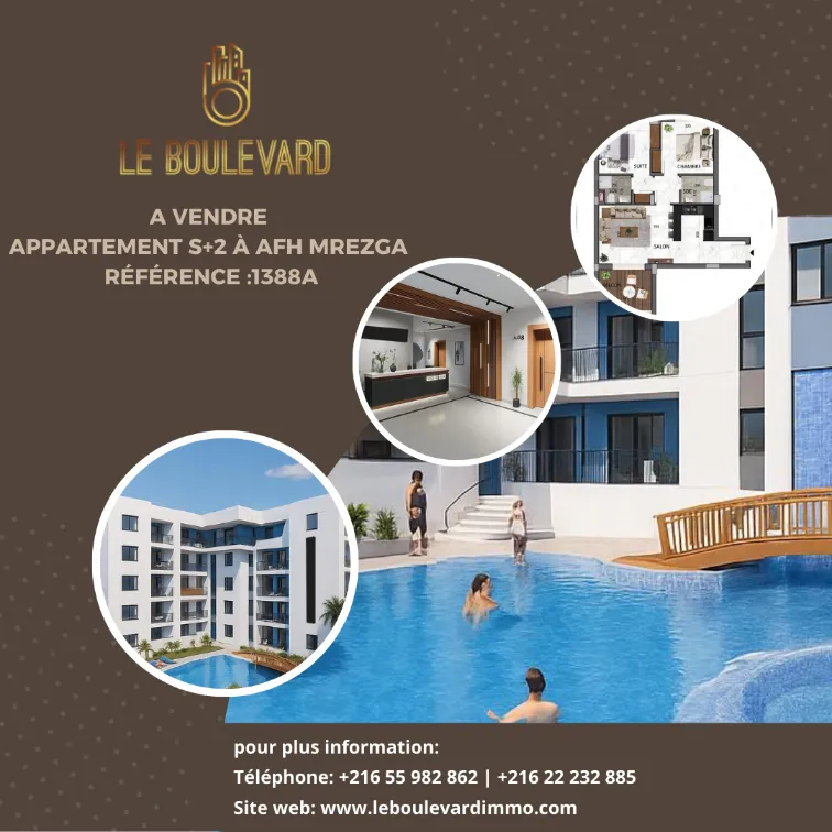 A vendre Appartement S+2 à AFH Mrezga , Cité El Wafa