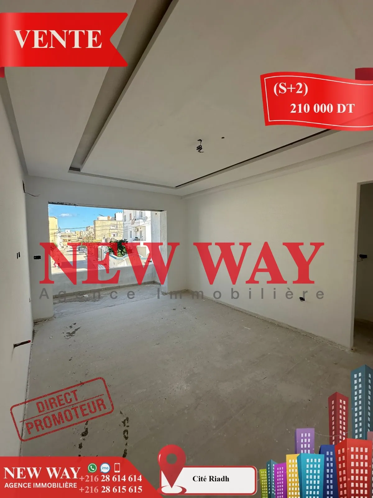 (S+2) Directe Promoteur à Cité Riadh