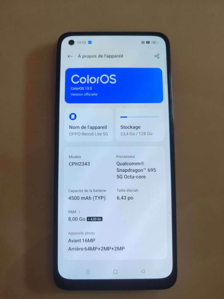 TÉLÉPHONE OPPO RENO 8 LITE 5G