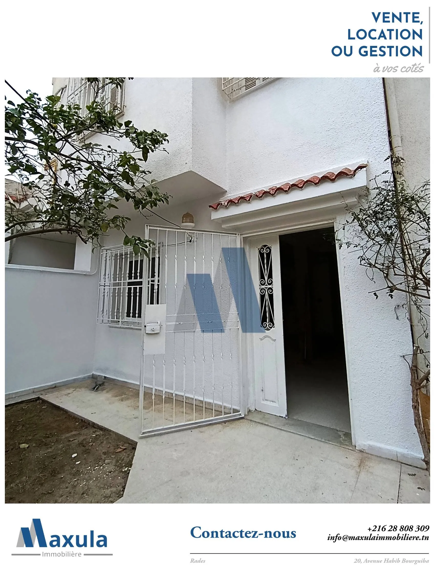 À LOUER ÉTAGE VILLA S+3 AU REZ-DE-CHAUSSÉE À RADES 2