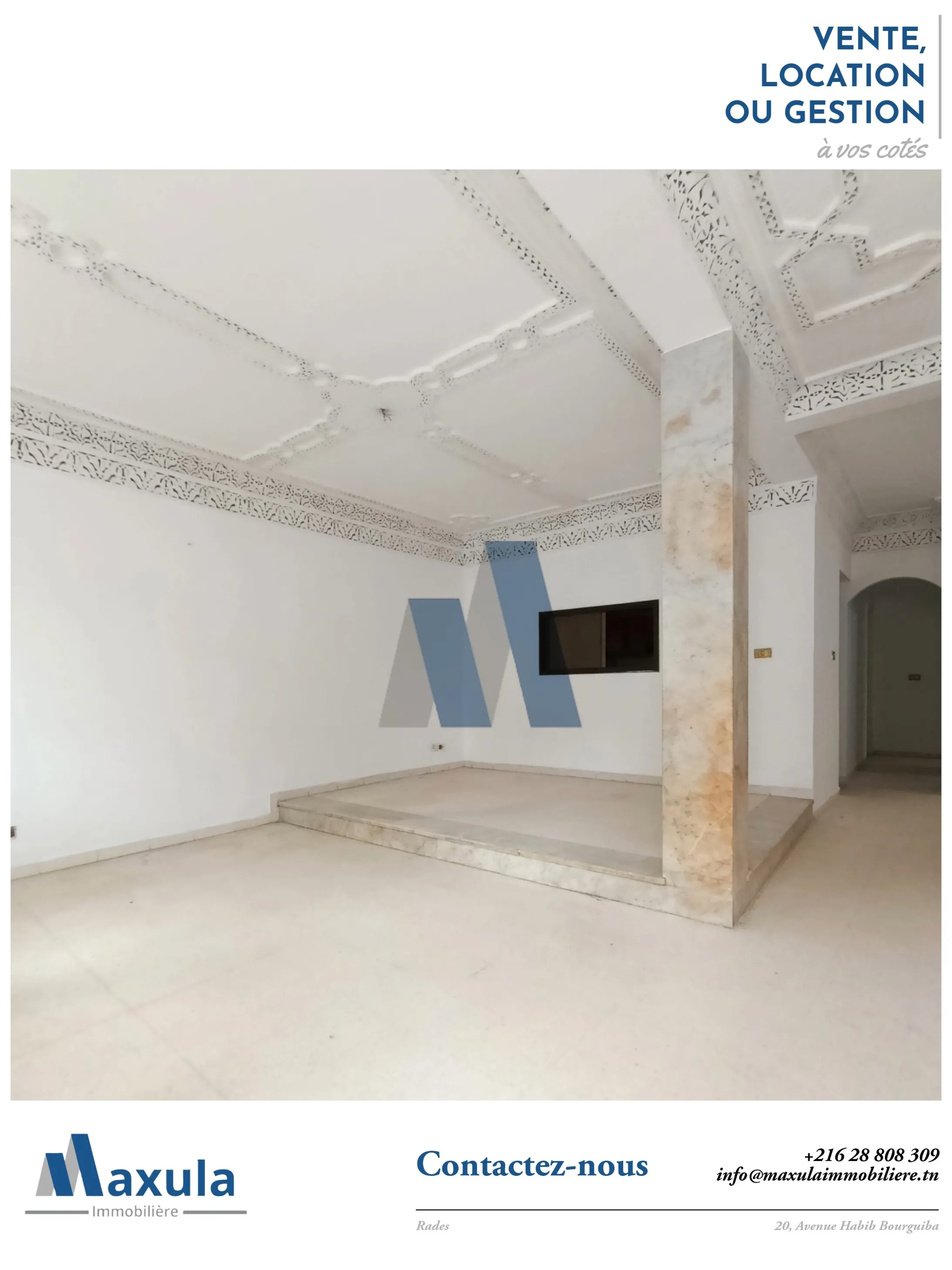 À LOUER ÉTAGE VILLA S+3 AU REZ-DE-CHAUSSÉE À RADES 2