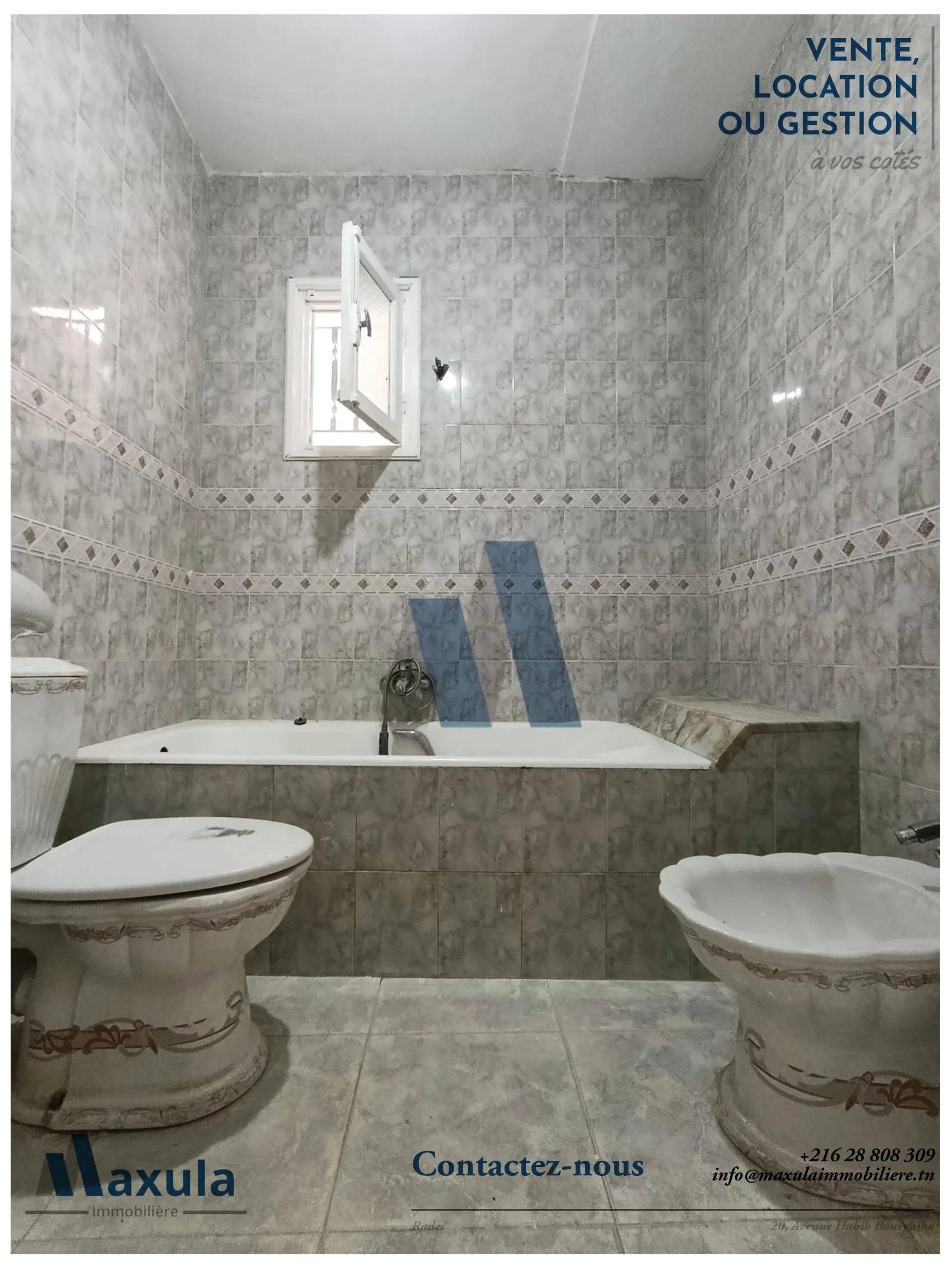 À LOUER ÉTAGE VILLA S+3 AU REZ-DE-CHAUSSÉE À RADES 2