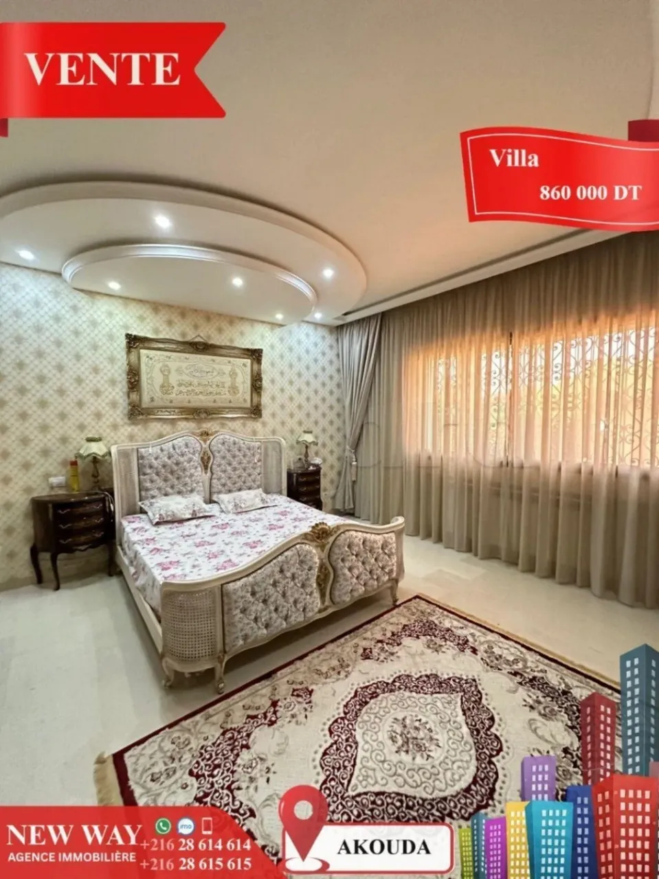 Villa de Plain Pied à Akouda dans un Quartier Résidentiel