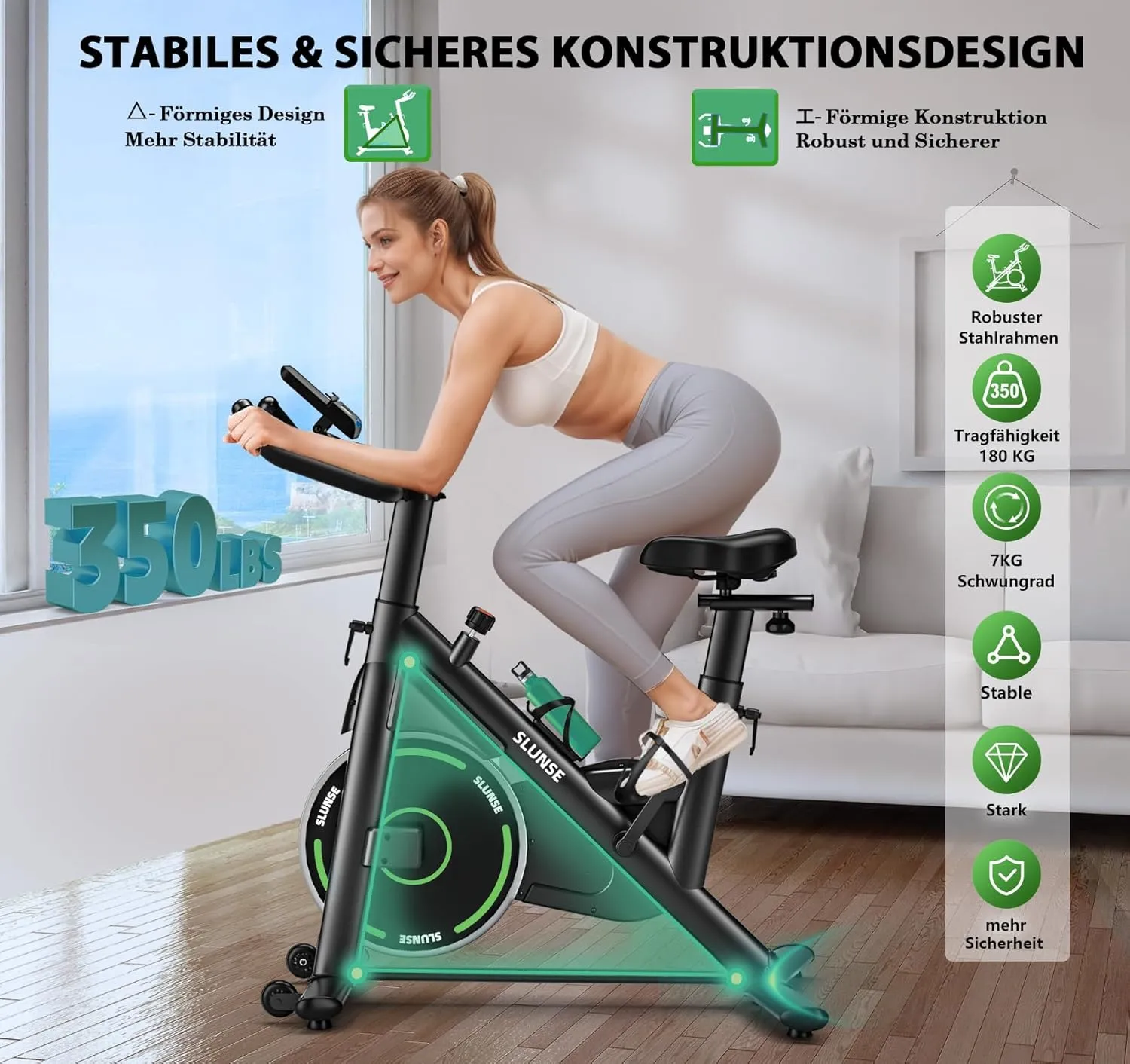 Cacheté!!! Vélo d’Appartement, Hometrainer Silencieux avec Application, Écran LCD Amélioré, Spinning Bike