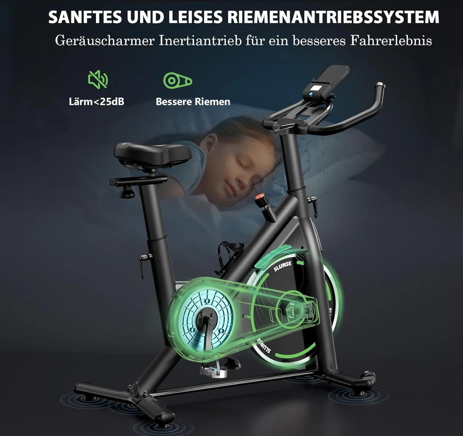 Cacheté!!! Vélo d’Appartement, Hometrainer Silencieux avec Application, Écran LCD Amélioré, Spinning Bike