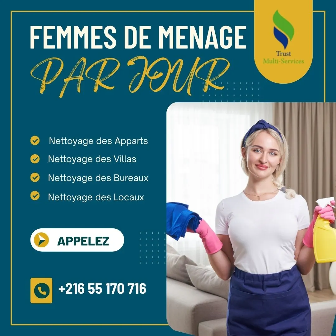 OFFRE FEMME POUR SIMPLE MENAGE PAR JOUR A Nabeul