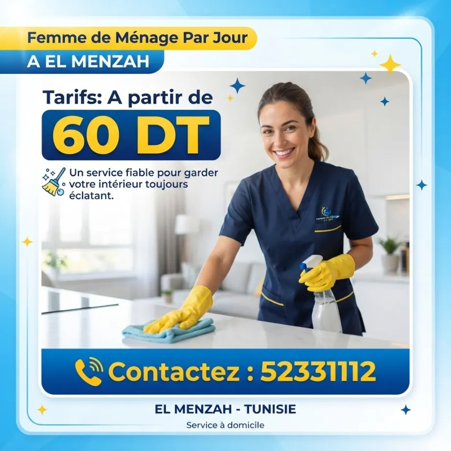 FEMME DE MENAGE PAR JOUR A ELMENZAH