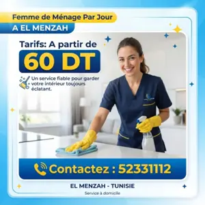 FEMME DE MENAGE PAR JOUR A ELMENZAH