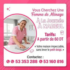 femme de menage par jour a nabeul