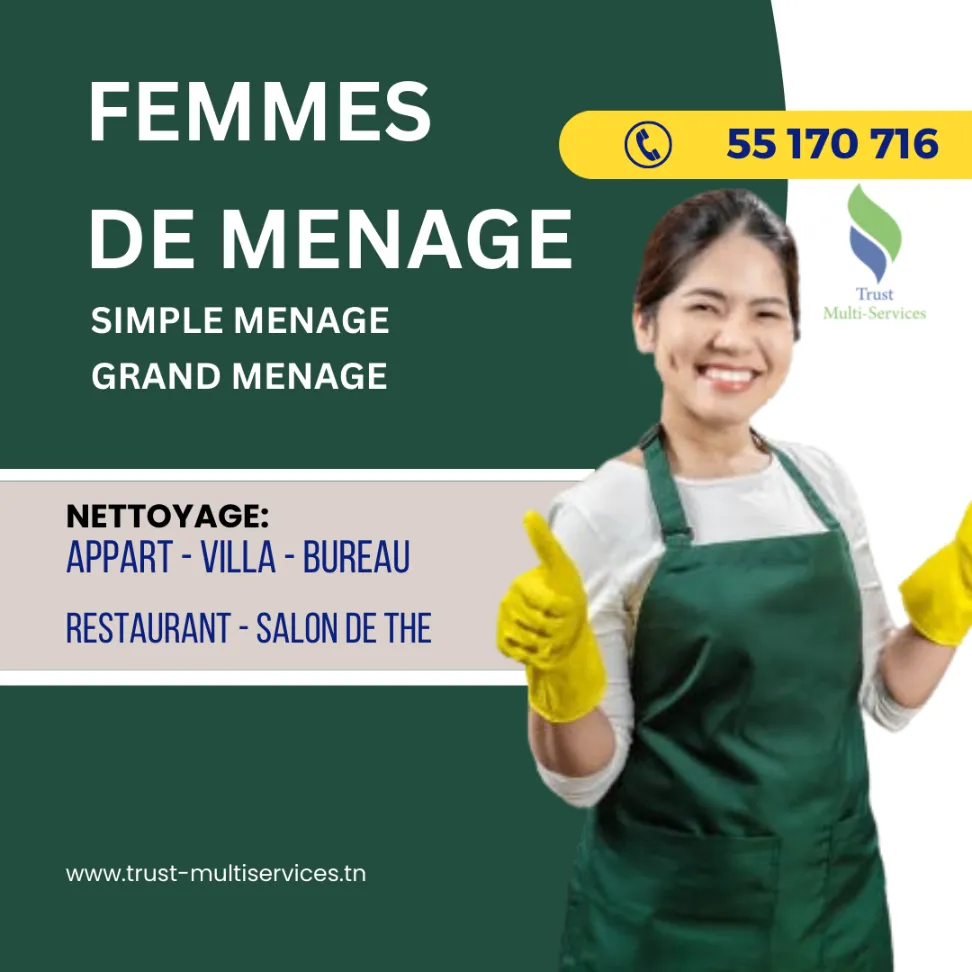 OFFRE FEMME POUR GRAND MENAGE PAR JOUR A TUNIS