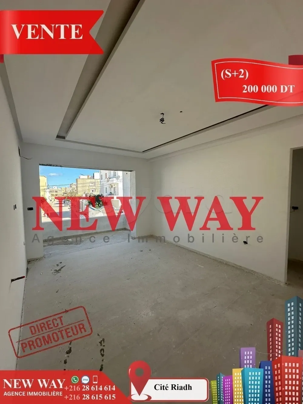 (S+2) Directe Promoteur à Cité Riadh