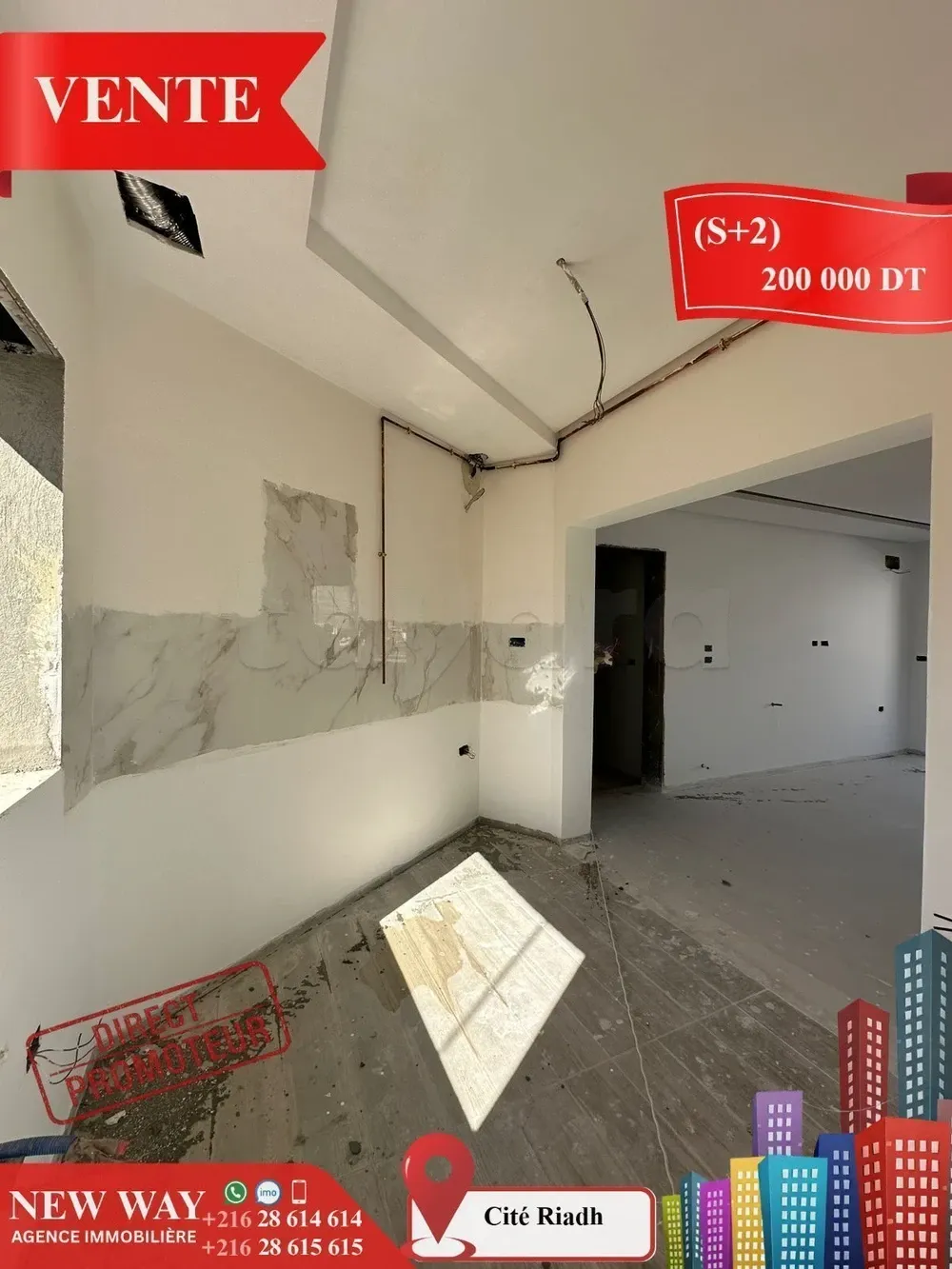 (S+2) Directe Promoteur à Cité Riadh