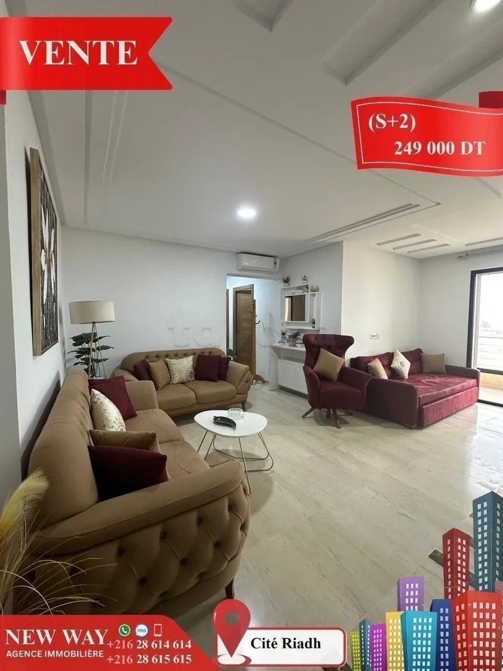 (S+2) à Cité Riadh 1 avec Place de Parking