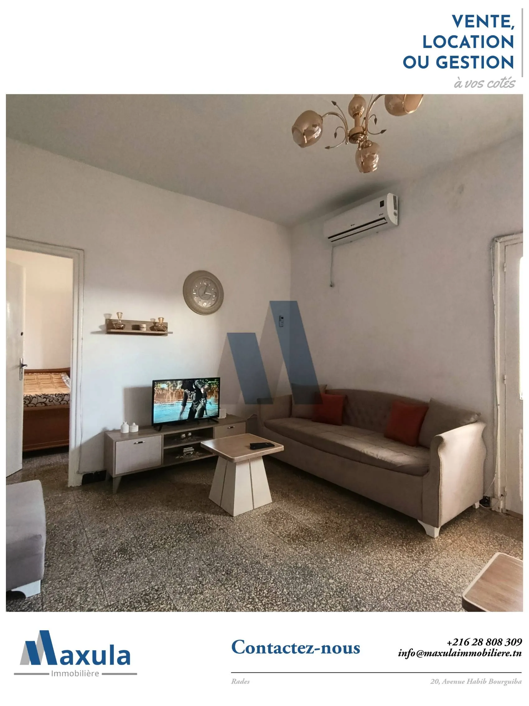 À VENDRE APPARTEMENT S+3 AU 3ÈME ÉTAGE À RADES SNIT