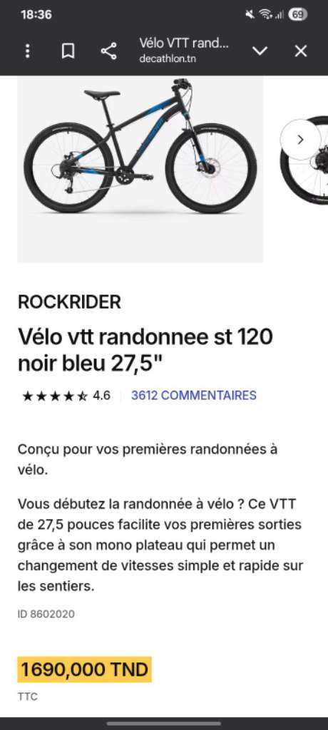 ROCKRIDER

Vélo vtt randonnee st 120 noir bleu 27,5"