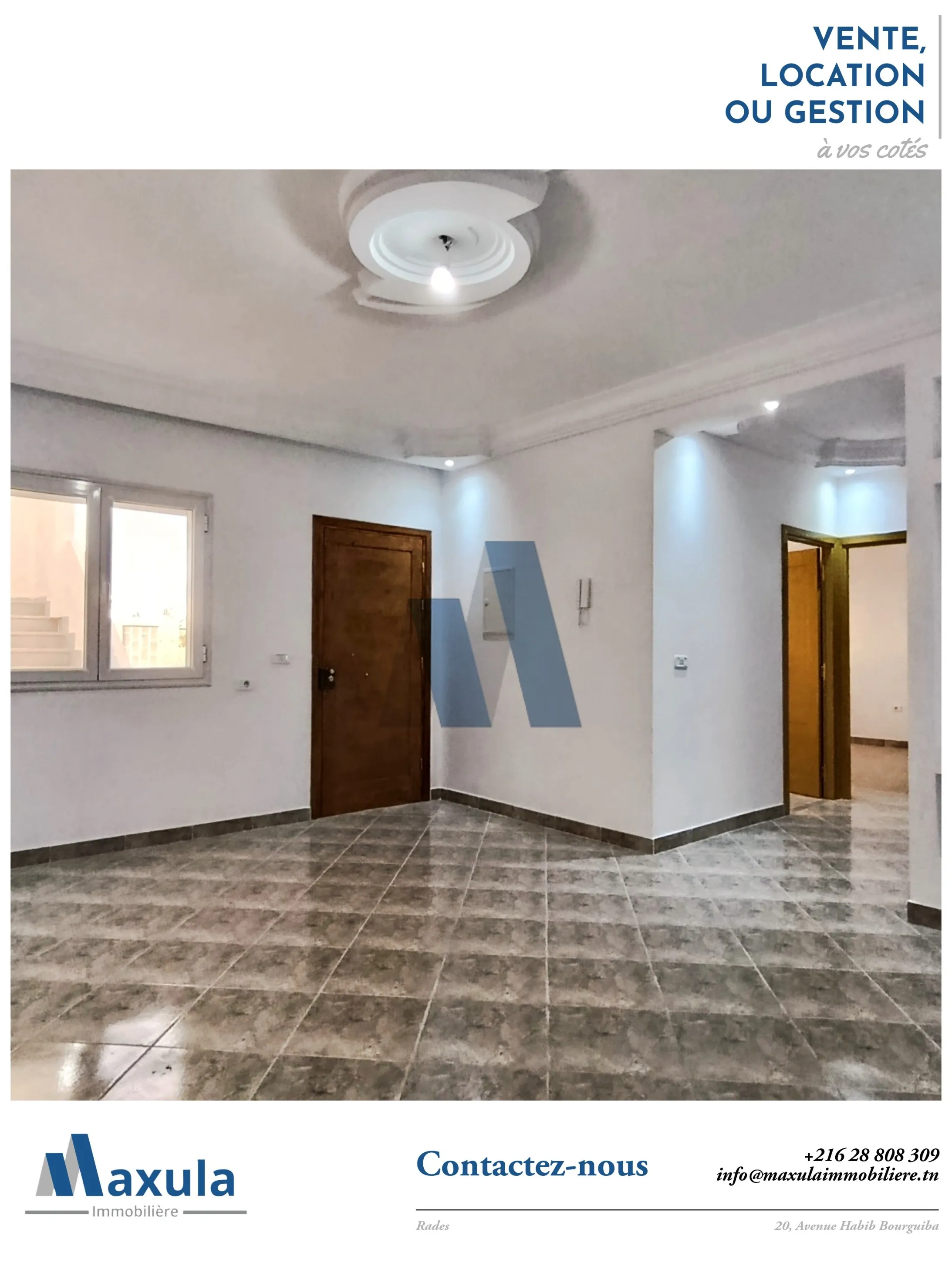 À LOUER ÉTAGE DE VILLA S+4 JAMAIS HABITÉ À RADES MED ALI