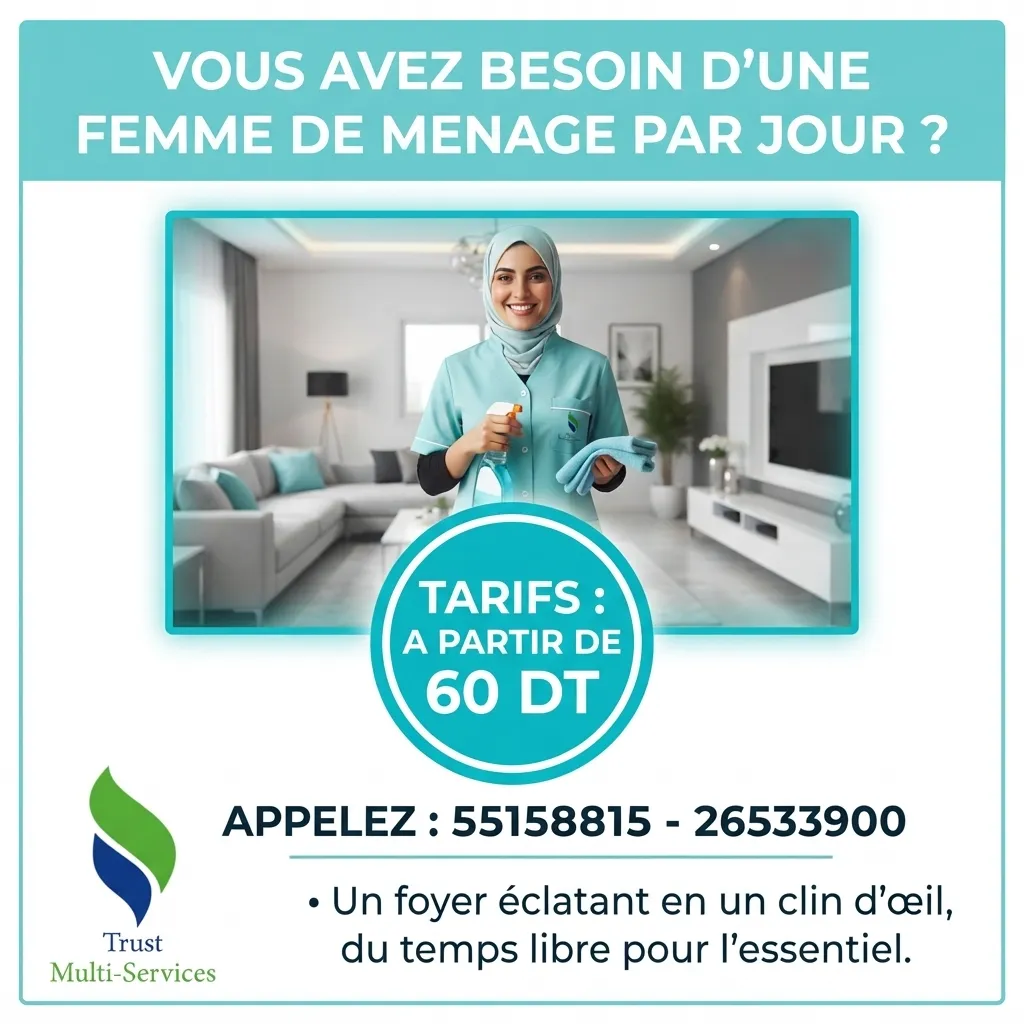 FEMME DE MENAGE PAR JOUR A RIADH LANDALOUS