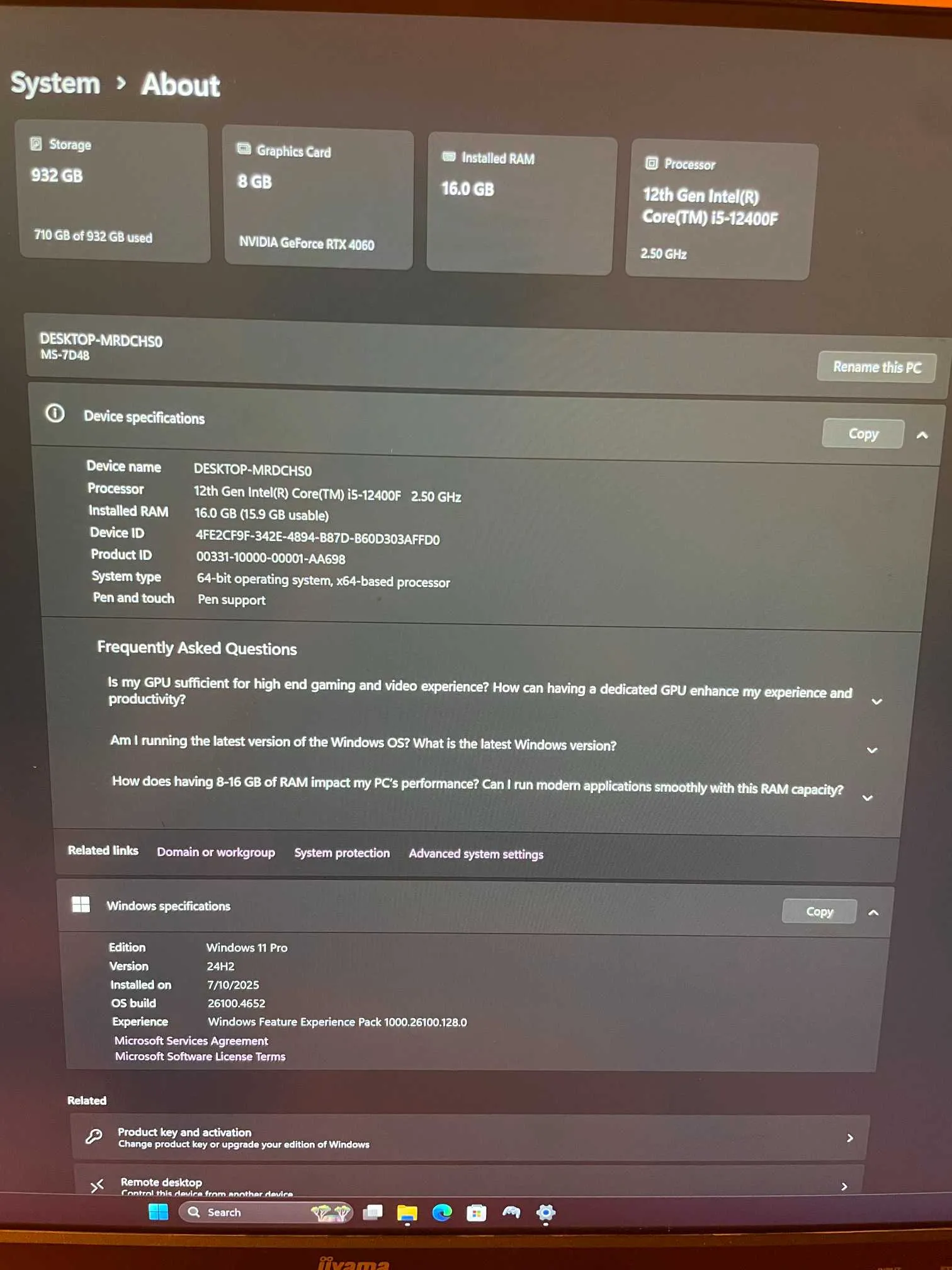 Pc Gamer + Ecran 4K