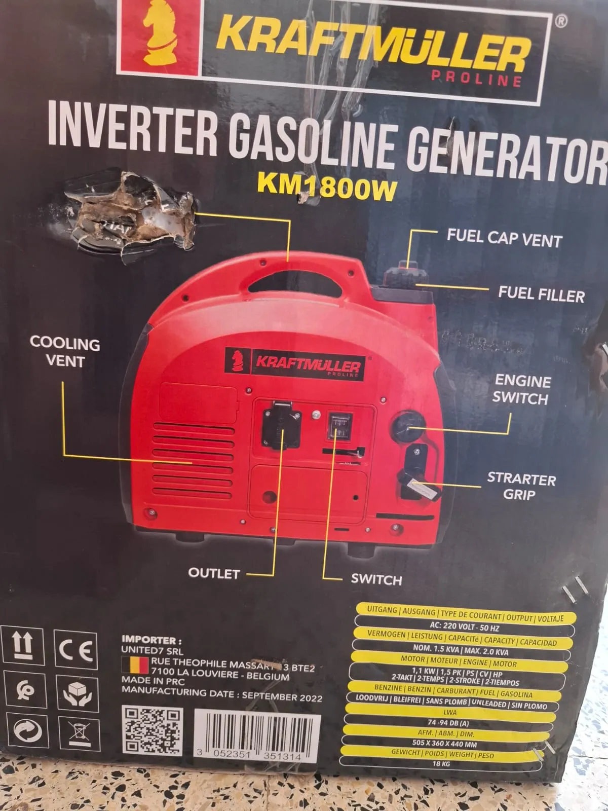 GROUPE ELECTROGENE PORTABLE 2KVA 2.0 HP 2-temps 2000W 220V Kraft Müller