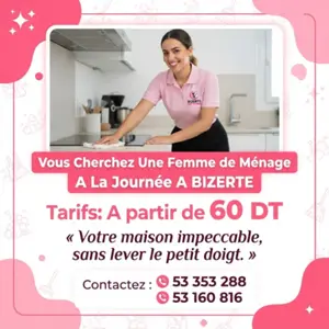 femme de menage a jour a binzret