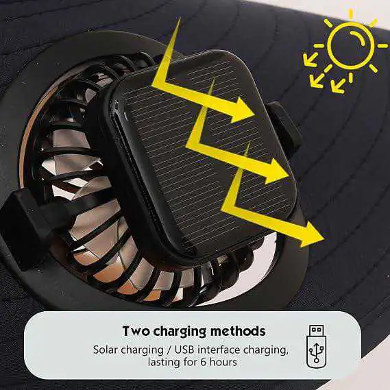 chapeau de soleil à large bord avec ventilateur intégré