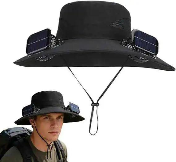 chapeau de soleil à large bord avec ventilateur intégré