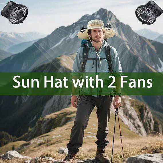 chapeau de soleil à large bord avec ventilateur intégré