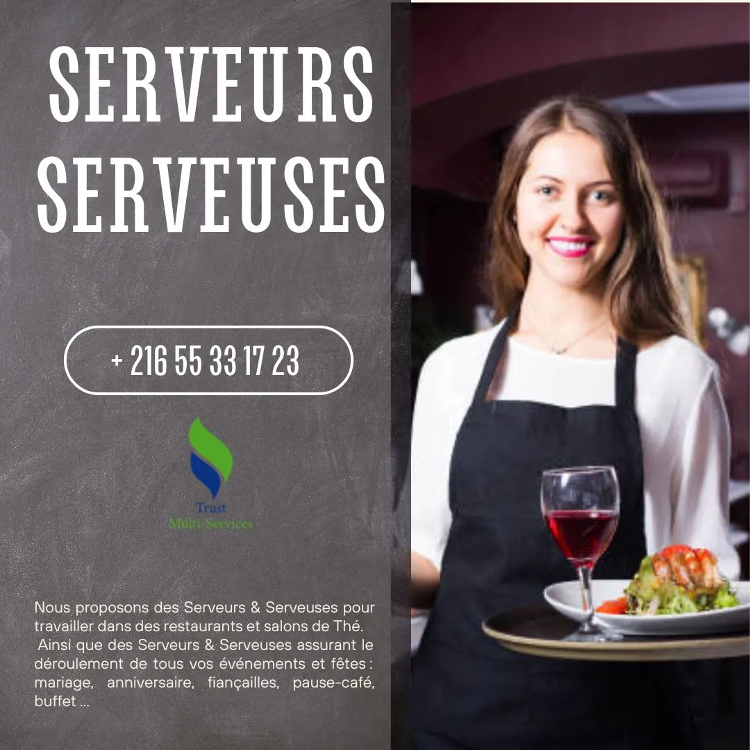 "Nous proposons des Serveurs & Serveuses pour travailler dans des restaurants et salons de Thé
