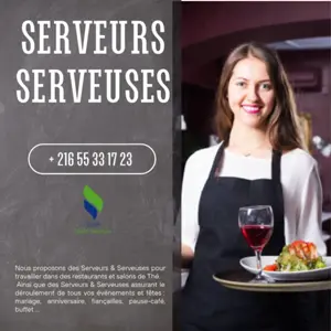 "Nous proposons des Serveurs & Serveuses pour travailler dans des restaurants et salons de Thé