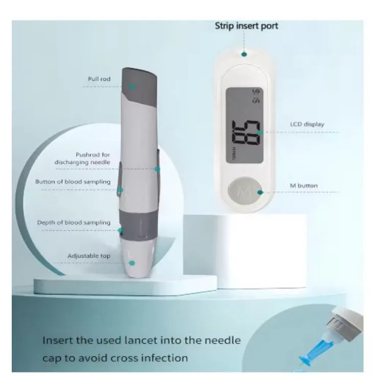 Compteur de glycémie, Kit de test du diabète,avec 50 bandelettes de Test + 50 lancettes IMPORTER