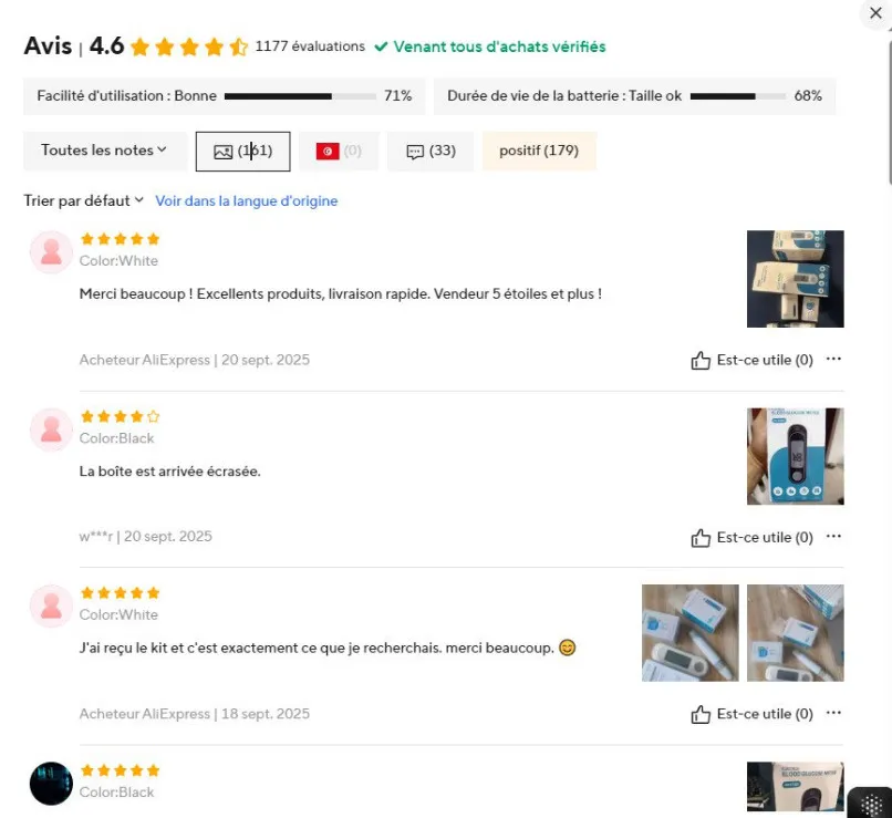 Compteur de glycémie, Kit de test du diabète,avec 50 bandelettes de Test + 50 lancettes IMPORTER