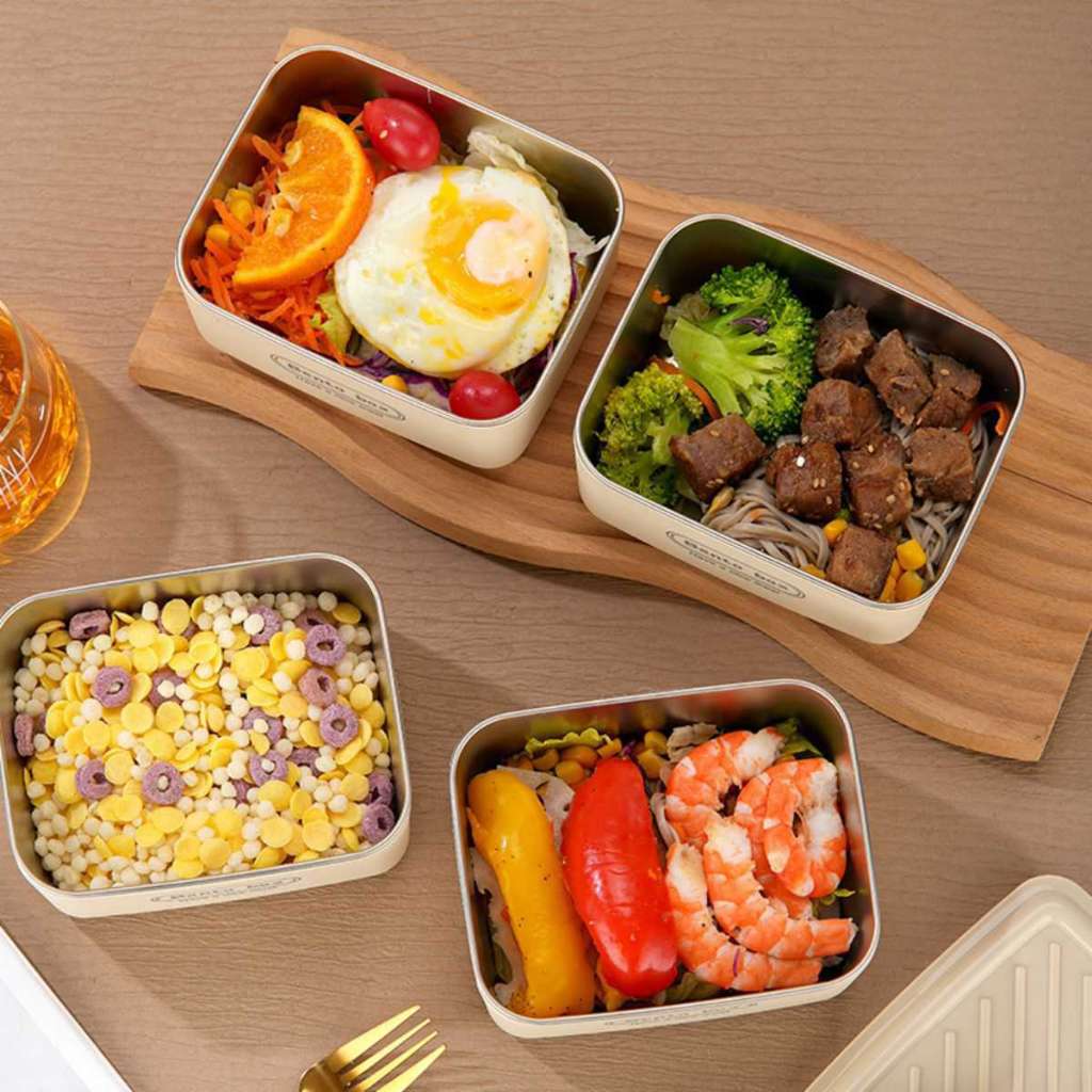 4 Boîtes à lunch avec sac isotherme rectangulaire marque Lunch box