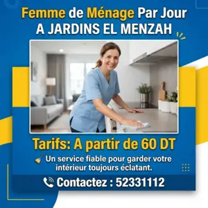 FEMME DE MENAGE PAR JOUR A JARDINS EL MENZAH