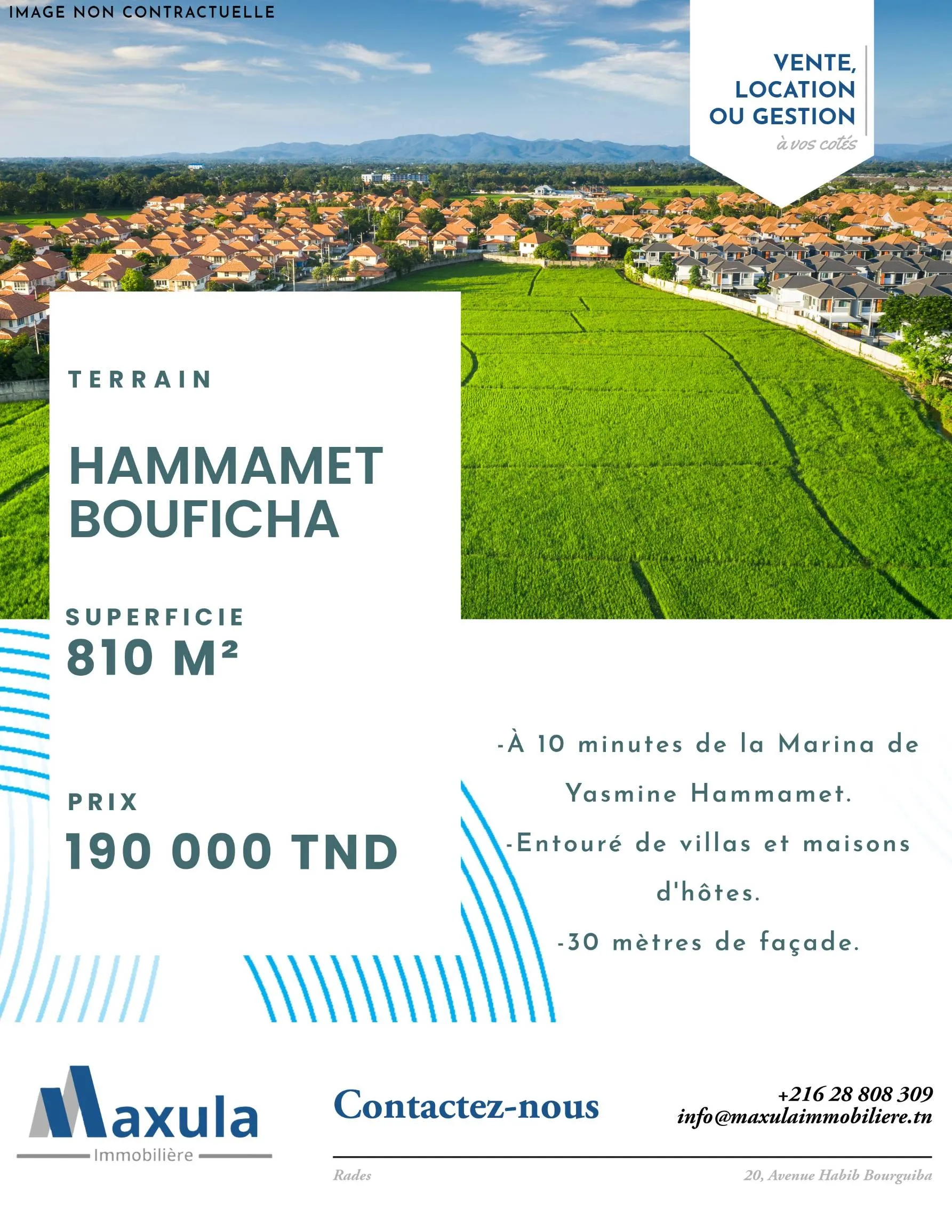 À VENDRE TERRAIN DE 810M²🔷  📍À BOUFICHA