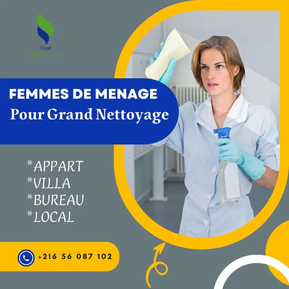 FEMME DE MENAGE PAR JOUR POUR GRAND MENAGE A BORJ EL BACCOUCHE