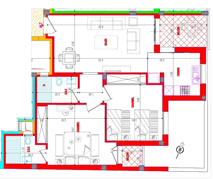 A vendre Appartement S+2 à AFH Mrezga , Cité el Wafa 