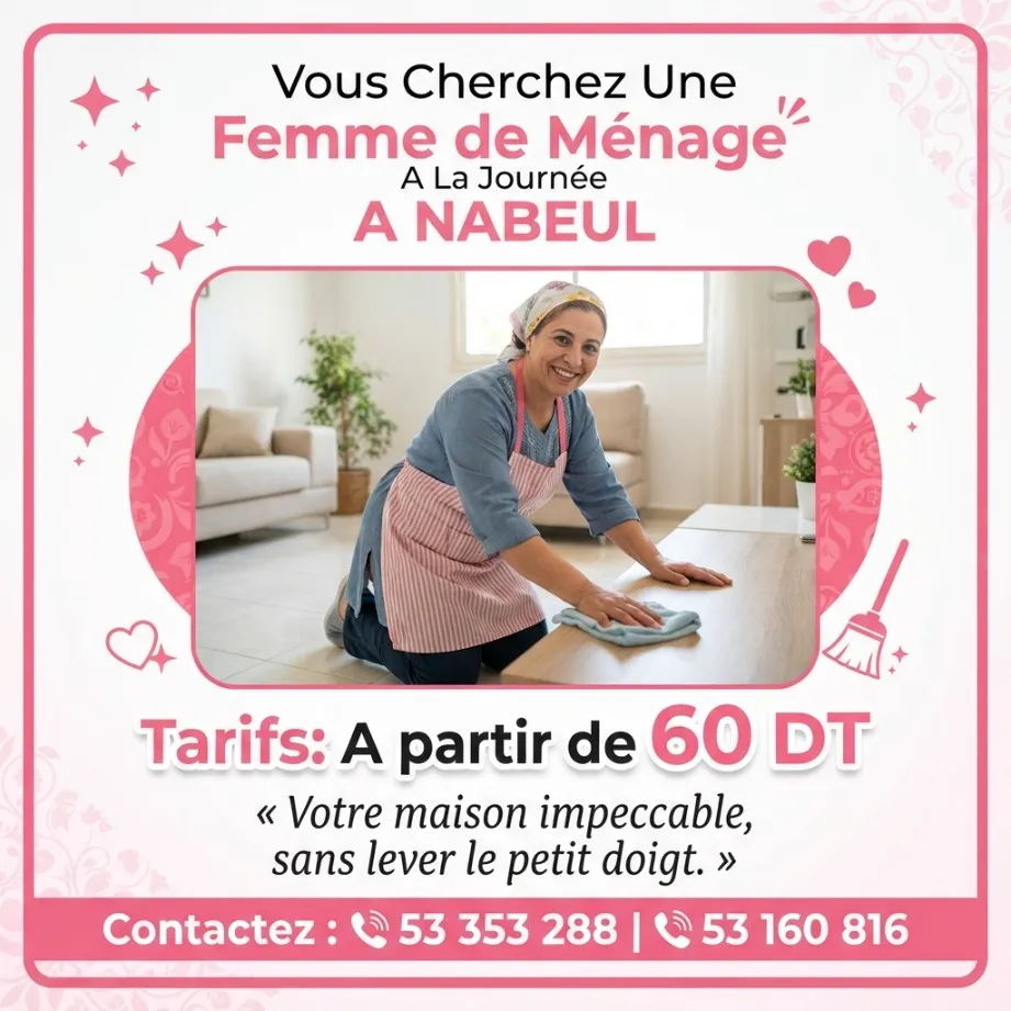 femme de menage par jour nabeul