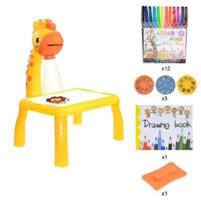 TABLE DE DESSIN À PROJECTION POUR ENFANTS JAUNE