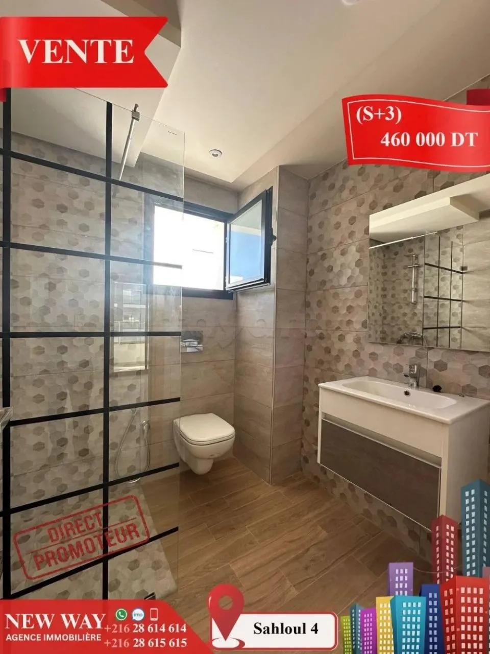 (S+3) Directe Promoteur à Sahloul 4 avec Place de Parking