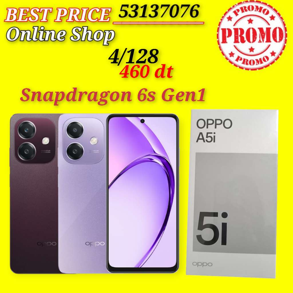 Oppo A5i 4/128 5G Cacheté validé✔️
(Snapdragon 6s Gen1)